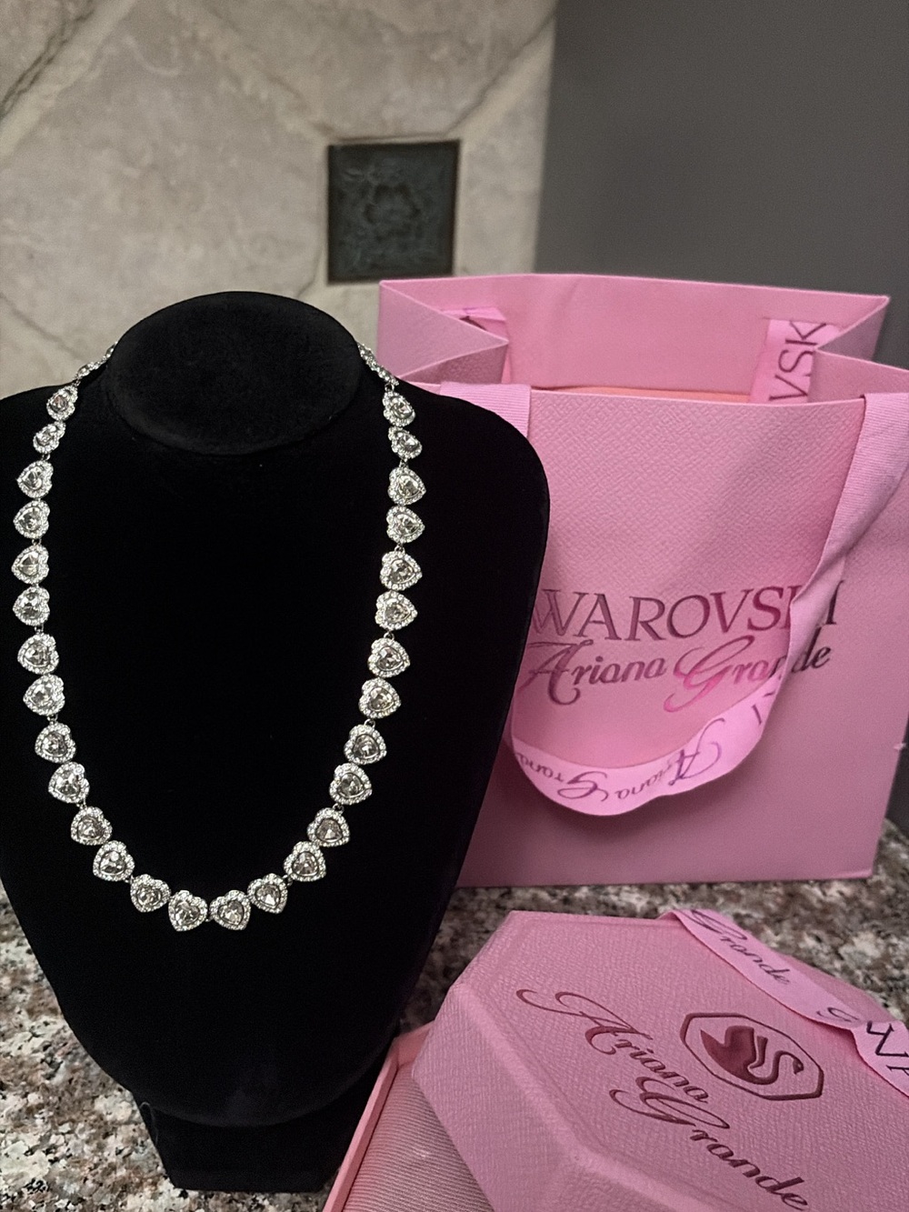 Swarovski Heart Crystal Necklace in Clear and Silver